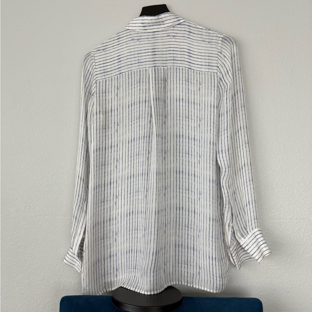 Vince White Blouse with Navy Pinstripes - Picture 3 of 4
